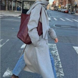 KHAITE Burgundy Leather Osa Tote